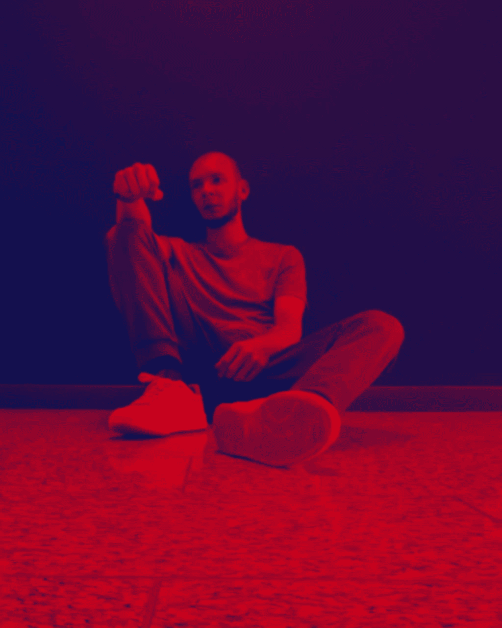 Red-lit portrait